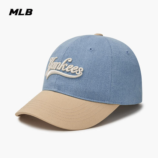【春上新】6楼MLB草书学院系列牛仔可调节撞色软顶棒球帽  吊牌价399元 商品图1