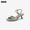 MIO米奥夏季方头高跟时装凉鞋简约质感牛皮革细跟凉鞋女鞋M243141503 商品缩略图1
