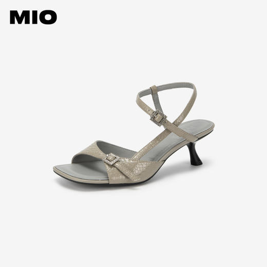 MIO米奥夏季方头高跟时装凉鞋简约质感牛皮革细跟凉鞋女鞋M243141503 商品图1