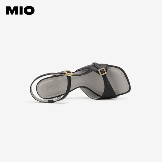MIO米奥夏季方头高跟时装凉鞋简约质感牛皮革细跟凉鞋女鞋M243141503 商品图2