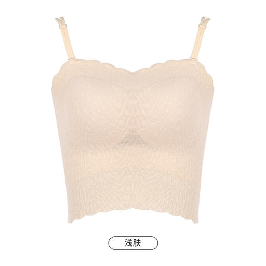 都市丽人抹胸女蕾丝背心无尺码可拆卸杯垫文胸背心二合一长抹胸长抹胸无钢圈无排扣LV42A2 商品图10