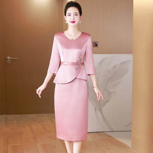 遮肚显瘦假两件婚宴装，高档洋气嫁女儿宴会晚礼服LC2425 商品图2