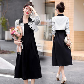 2024春季新款高级感气质轻熟风小香风外套配连衣裙两件套HR-LMJY6660