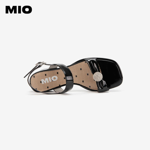 MIO米奥夏季方头中跟一字带时装凉鞋法式简约轻软舒适凉鞋M243141611 商品图2