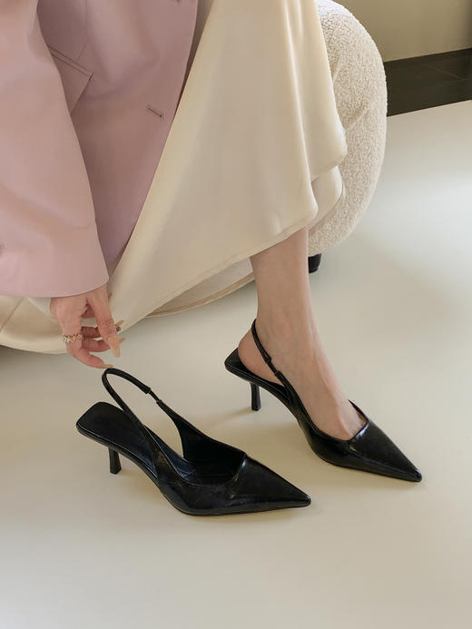 财阀千金！【时尚优雅 鎏光金尖头高跟凉鞋女】后空半包头单鞋外穿 商品图6