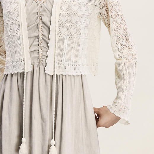 谜底针织开衫长袖2024年夏新品文艺风肌理感提花薄外套242MZ0866 商品图3