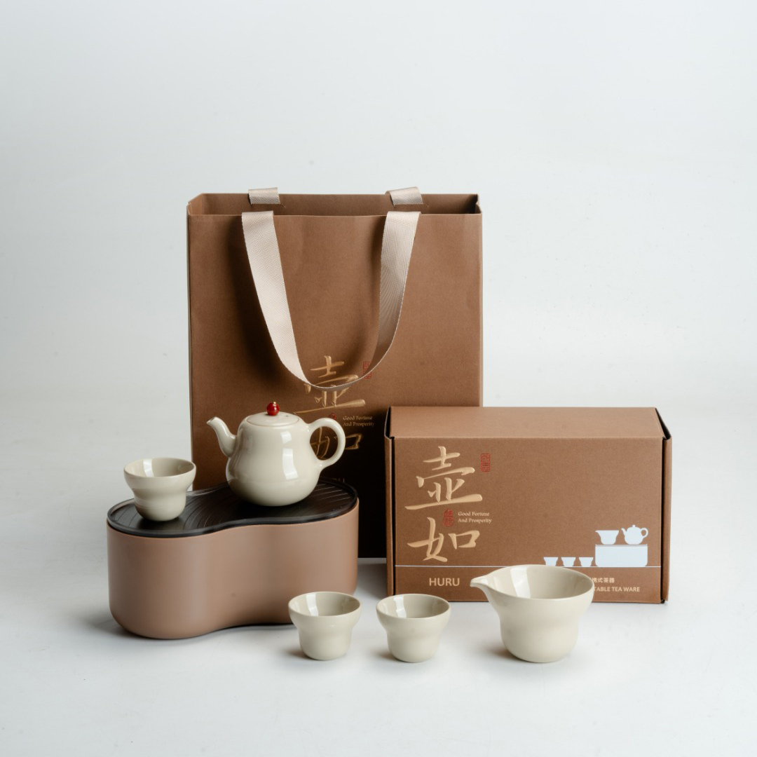 盒气有礼福如便携茶具套组一壶三杯旅行茶具中式国风陶瓷茶器