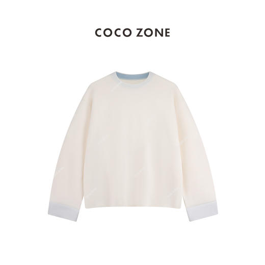 COCO ZONE设计感袖口撞色圆领针织衫羊毛百搭毛衣24C10354 商品图4