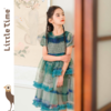 littletime女童绿色中国风网纱蓬蓬连衣裙2024夏季新款短袖公主裙 商品缩略图1