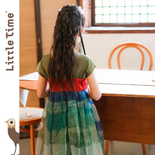 littletime女童绿色中国风渐变汉服短袖连衣裙宝宝女孩夏季连衣裙 商品图3