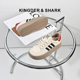 2024经典鲨春季女鞋新款时尚厚底复古三条杠经典小白鞋KW160-D17101