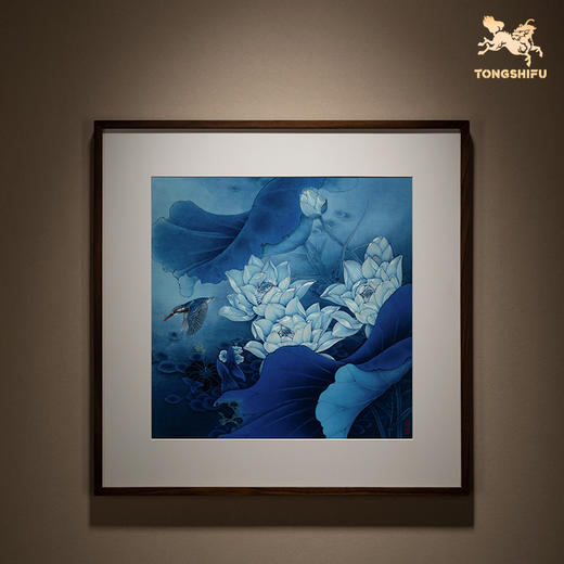 铜师傅 手工錾刻 铜雕画《白荷蓝翠》客厅玄关沙发背景墙装饰画 商品图0