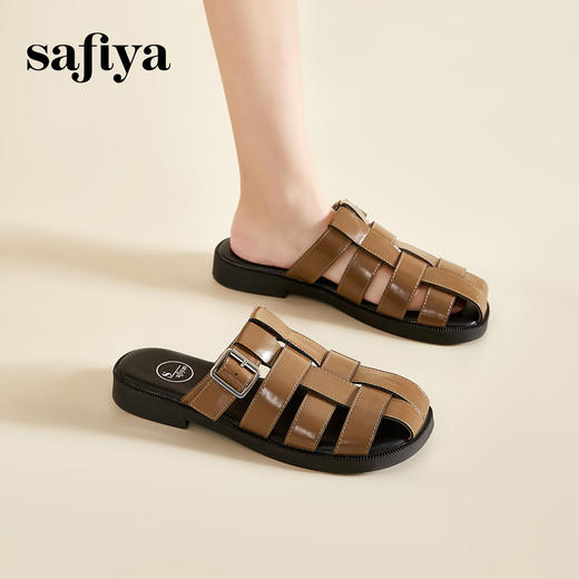 Safiya/索菲娅夏季一脚蹬镂空编织懒人外穿半拖凉鞋 SF42110113 商品图11