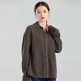 东黎 • 小山羊绒 中性休闲针织秋冬舒适纯色时尚翻领衬衫 21C10