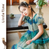 littletime女童绿色中国风网纱蓬蓬连衣裙2024夏季新款短袖公主裙 商品缩略图0