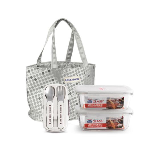Lock&lock乐扣 耐热玻璃保鲜盒悦活提袋套装LLG 905FU 商品图1