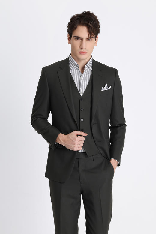 callisto绿色绵羊毛混纺西服 ATBWJ023C 商品图1