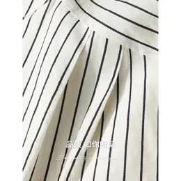 【有赞】 COCOBELLA设计感捏褶小立领条纹衬衫宽松休闲精致衬衣SR0019 商品图4