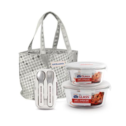 Lock&lock乐扣 耐热玻璃保鲜盒 享乐提袋套装LLG 901FU 商品图1