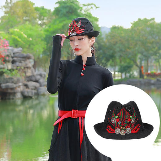 龙凤阙刺绣礼帽 |24小时现货发 商品图0