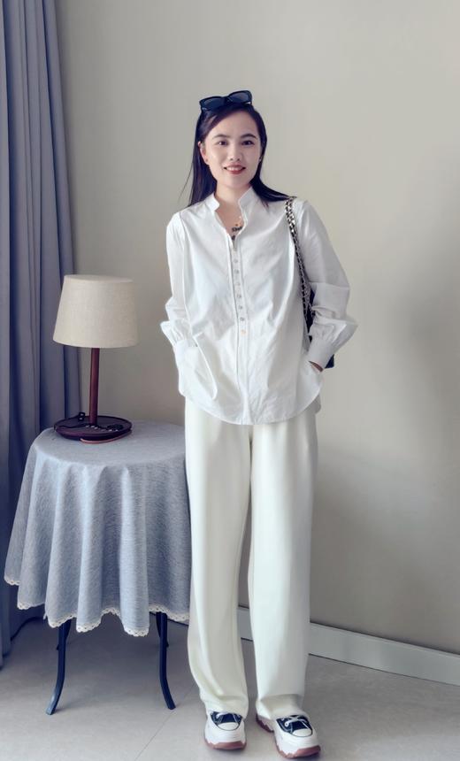 利落大方贝壳扣子小立领小中式白衬衫 商品图9