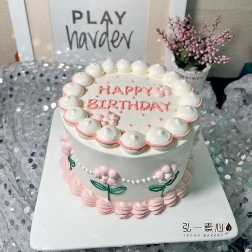 【纯素诞糕】粉色系复古诞糕｜粉色的花朵太温柔啦 商品图0