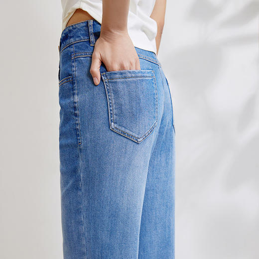 玳莎天丝直筒牛仔裤女士2024早春新款简约蓝色修身显瘦亲肤休闲裤  EA36306 商品图2