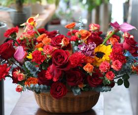 手提花篮--欢喜红色系送领导长辈生日