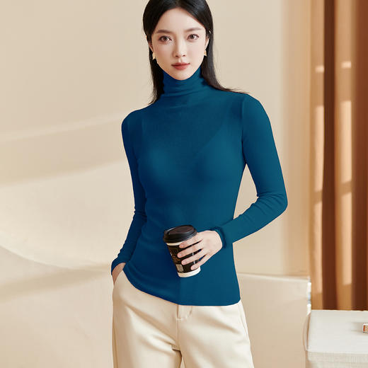 软弹15色羊毛针织打底衫 贴肤不扎 人手2件的百搭打底衫 纯色紧身羊毛打底衫高弹针织衫女2900 商品图0