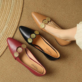 【预售5天】复古尖头一脚蹬，羊皮乐福鞋粗跟中跟单鞋LD-6727