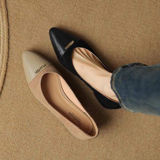 【预售5天】复古棕色浅口粗跟，法式气质名媛尖头单鞋LD-6718 商品图0