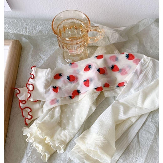 【夏季卡丝中筒袜，轻薄透气不闷热】水晶女袜草莓可爱卡丝，薄款隐形，中筒短公主风花边少女心袜子QQ 商品图2