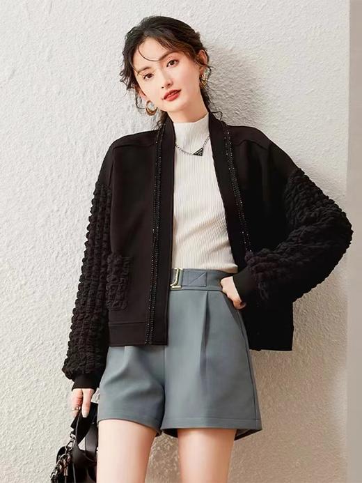 （特卖）28199泡芙肌理长袖开衫空气棉外套-喜出 商品图0