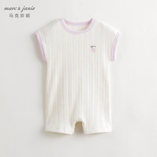 马克珍妮女宝宝趣味印花弹力罗纹短袖连体衣婴儿爬服夏装240822 商品图0