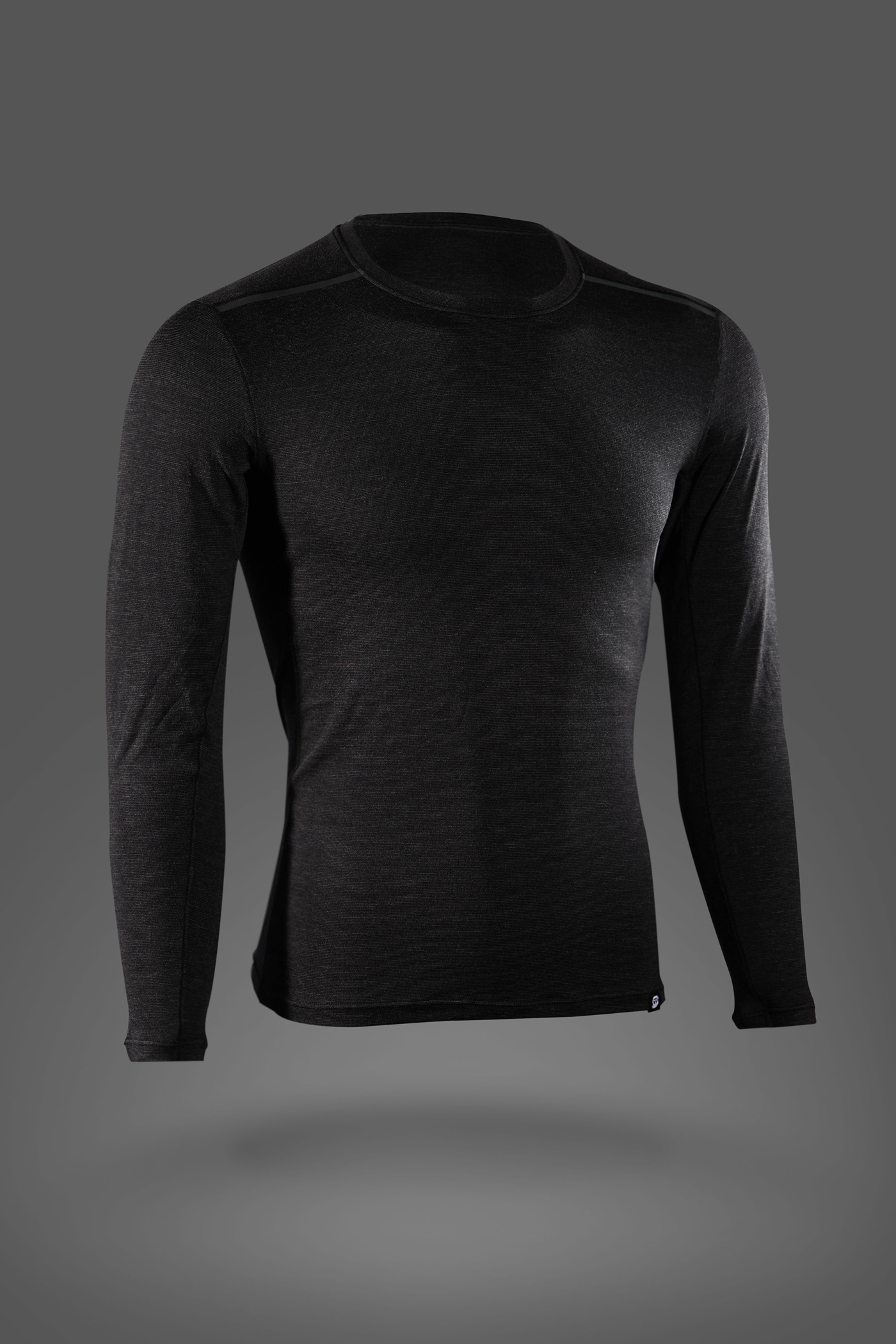 严素吸湿薄绒速干长袖T恤衫, 吸湿排汗快干薄绒打底内层贴身运动健身马拉松跑步长袖