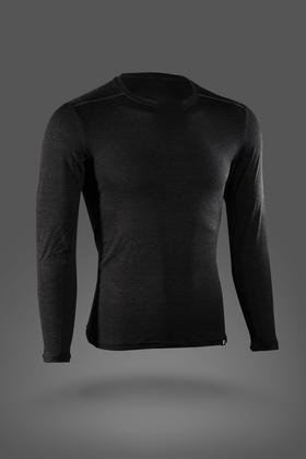 严素吸湿薄绒速干长袖T恤衫, 吸湿排汗快干薄绒打底内层贴身运动健身马拉松跑步长袖