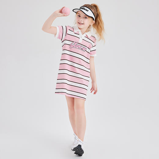笛莎Deesha 女童连衣裙2024年新款条纹POLO连衣裙 商品图2