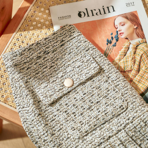 欧芮儿毛呢半身裙女短裙女新款收腰ol风格纹荷叶边百褶 商品图4