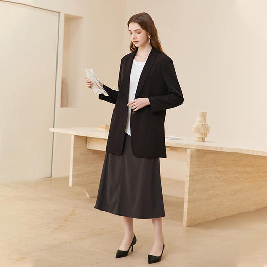 Famecoco老钱风垂感极简一粒扣西装外套女士正装西服FAC1AB004 商品图5