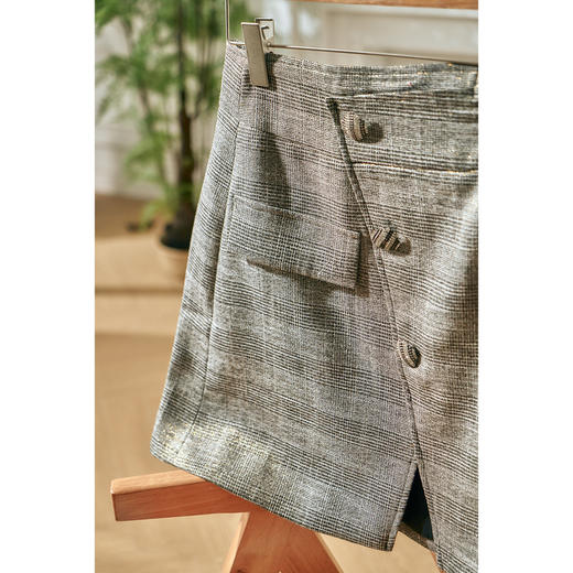 欧芮儿春新款高腰显瘦格子半身裙女不规则短裙复古百搭包臀 商品图3