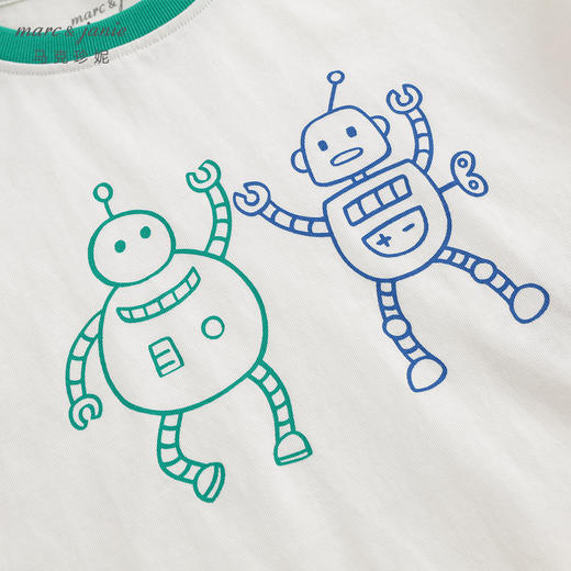 【凉感透气】马克珍妮男童机器人撞色短袖T恤儿童上衣夏装240509 商品图3