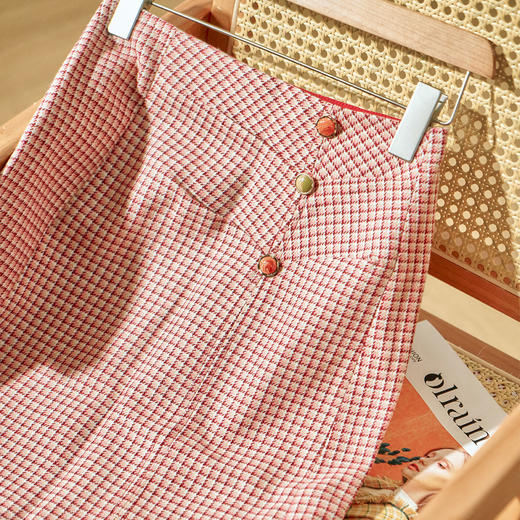 欧芮儿格子半身裙中长款女高腰显瘦2020新款冬季a字包臀裙 商品图1