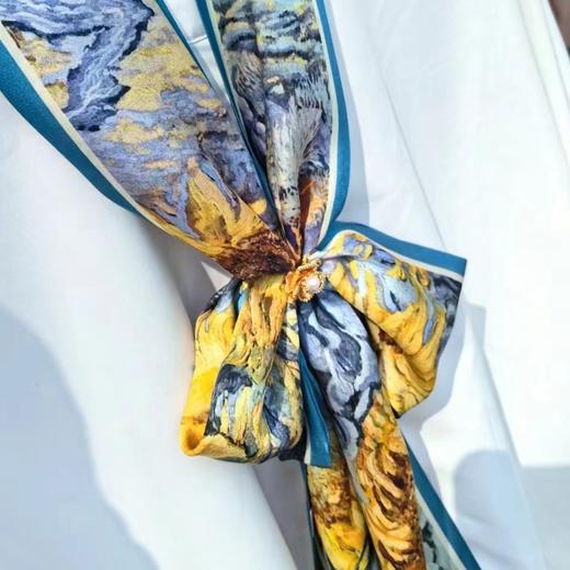 【甄珠贝·油画艺术风系列】送老外！向日葵长飘带和丝巾扣组合 商品图2