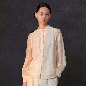 famecoco范可儿重工刺绣立领衬衫女长袖绣花气质衬衣FAC1BH013