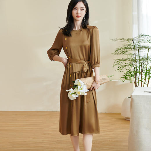 剩S/XL/XXL 米思阳2026春季新款独特设计感拼接连衣裙宽松显瘦醋酸a字裙0347 商品图2