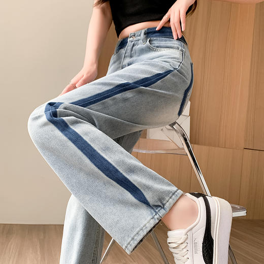 【特惠不退换】秋牛仔裤女直筒裤高腰撞色春夏休闲长裤修身显瘦阔腿裤  SKW-LWS-零1011# 商品图3
