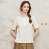 Famecoco范可儿花朵刺绣短袖t恤女圆领正肩宽松上衣 商品缩略图1