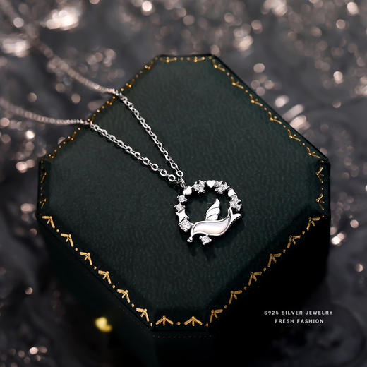 【爱情鸟】S925银锆石白贝项链【YXS-YA0402】 商品图2