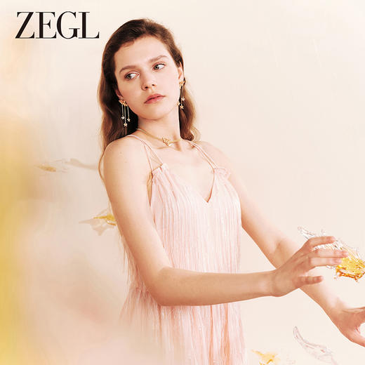 ZEGL设计师橘子花海系列流苏耳环女耳钉2024新款爆款银针蝴蝶耳饰 商品图2