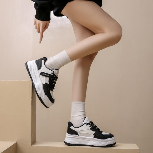 优选丨万沃厚底小白鞋女增高板鞋（4-312） 商品图1